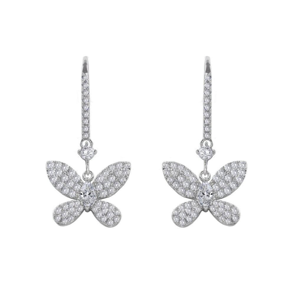 New! Anna Zuckerman Pave' Butterfly Drop Earrings